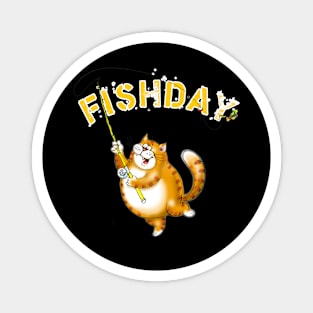 Fishday! Happy Kitty Magnet